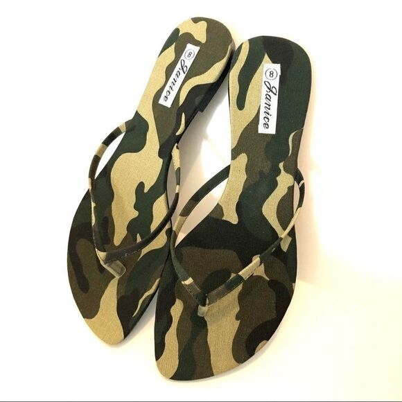 Camouflage camo green olive drab sandals thongs - Picture 3 of 15